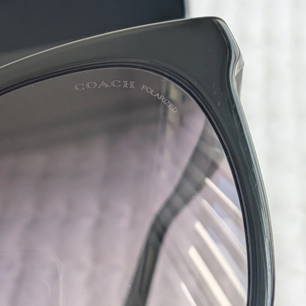 NWT Coach Square Frame Polarized Sunglasses HC8271U L1101‎ w Original Case Black